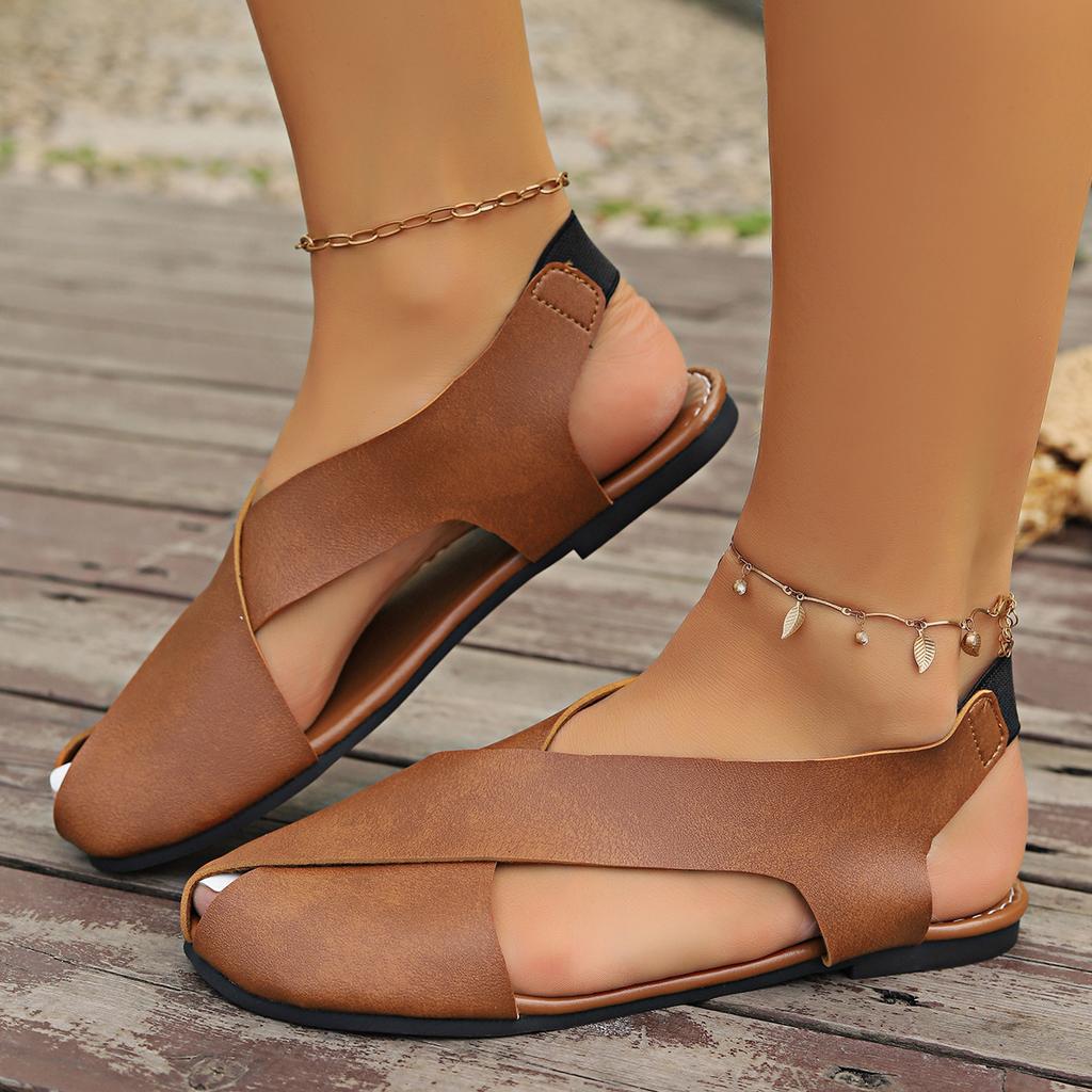 Women Sandals Soft Sole Casual Girl Ugly Cute Shoes Summer New Flat Heel Peep Toe Sandals Minimalist Rome Shoes