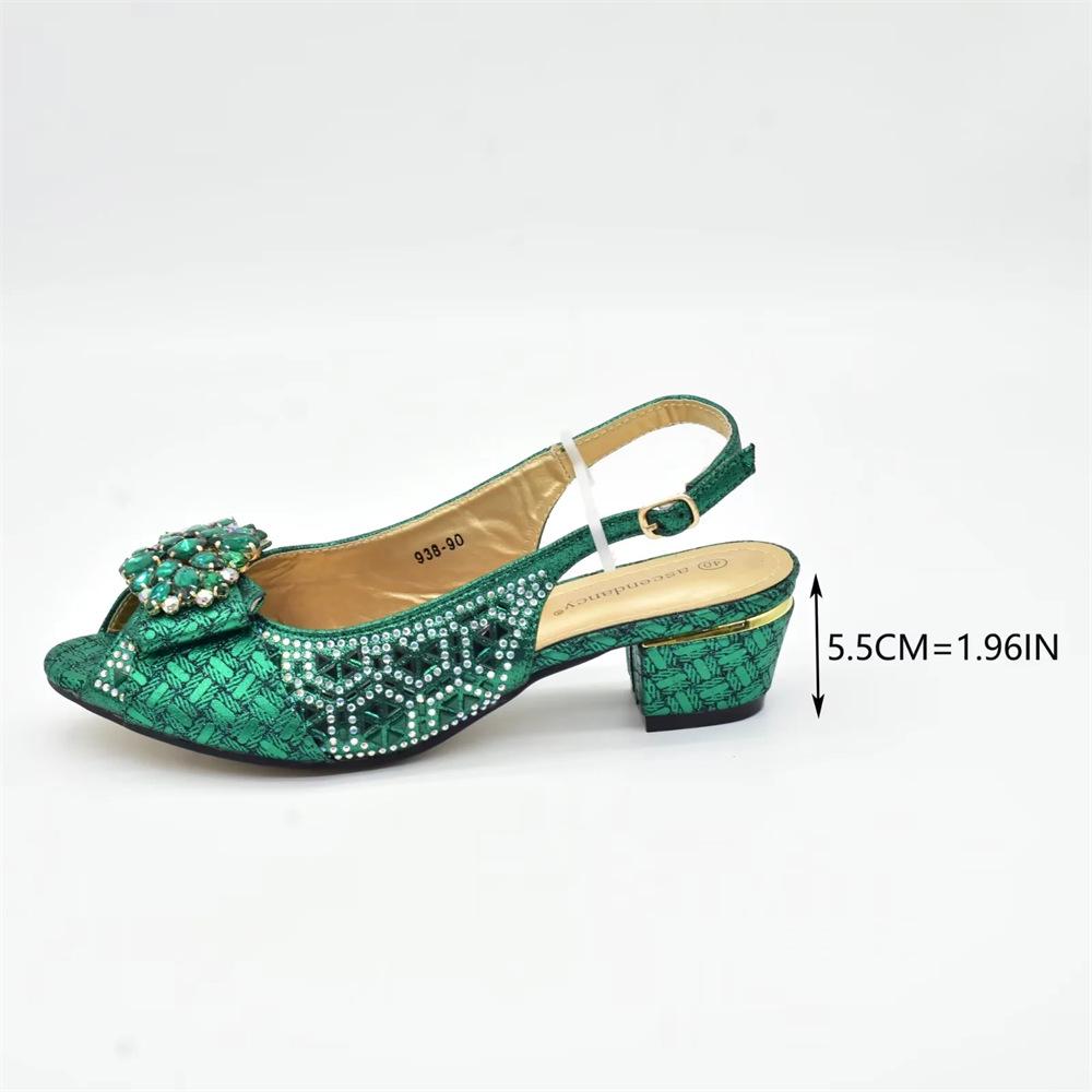 Sandalias de Tacón Alto con Bolsa para Zapatos Italiana, Adorno de Pedrería y Hebilla Floral para Bodas y Fiestas