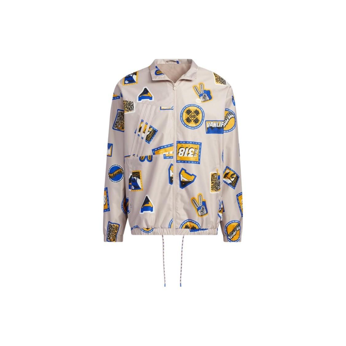 adidas letter print sports jacket, unisex, Miracle Grey Brown IA6837 S