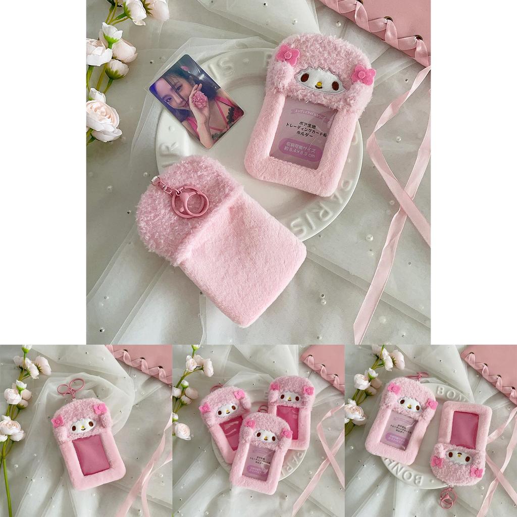 Sheep Soft Plush Card Case With Keychain For Campus Card And Id Organizer