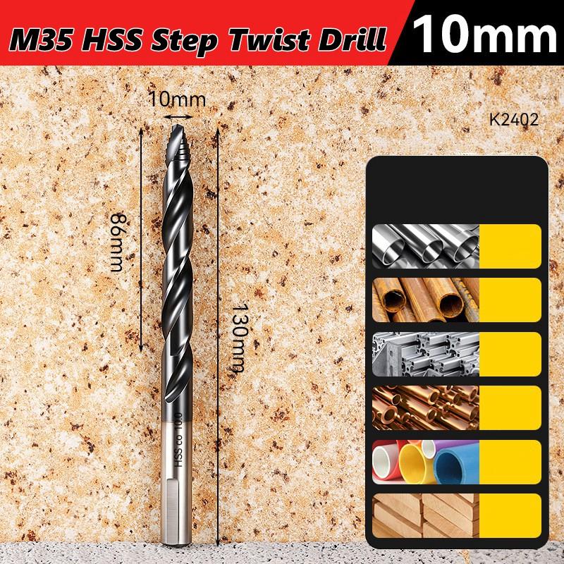 Xiaomi 3-12mm M35 Step Twist Drill, Cobalt Content Straight Shank Drill (3-13mm), For Iron, Stainless Steel, Steel Drilling