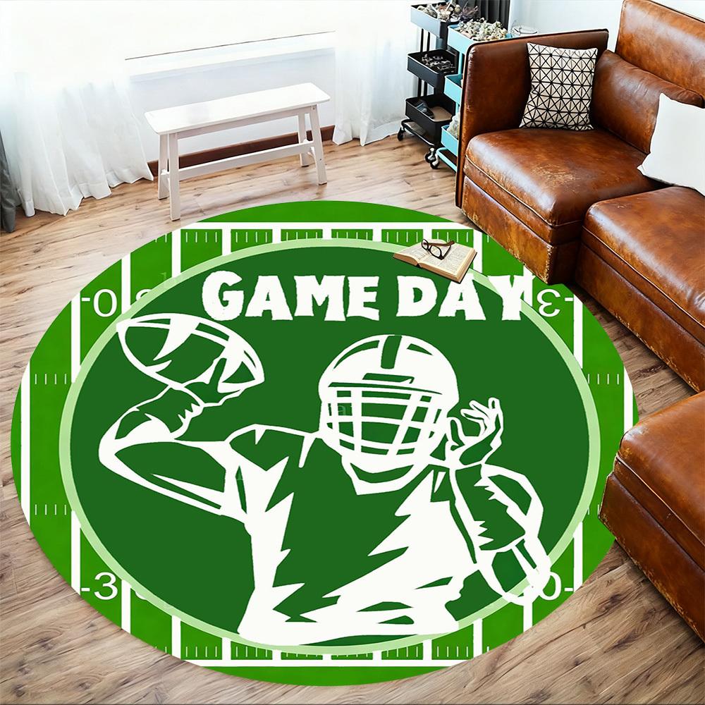 1pc Game Football Round Chair mat office Area Rug - Non-Slip, Floor Mat for Office, Bedroom, Ideal home decor gift c0112010