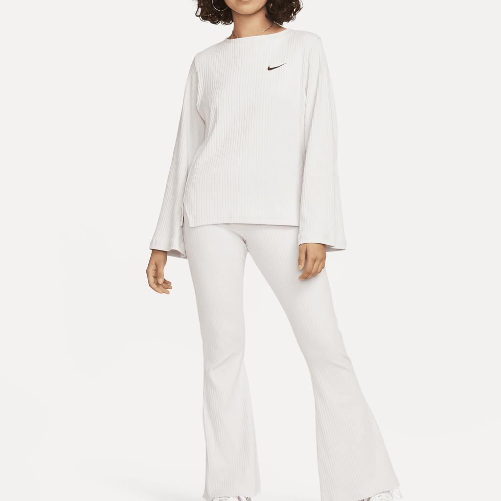 Nike Sportbekleidung Damen High Waist Gerippte Jerseyhose (Asiatische Größen) Foto Staub Damen Streetwear DV7869-025
