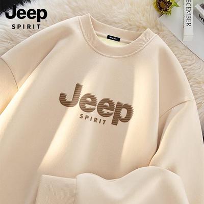 JEEP SPIRIT Men's Heavyweight Fleece-Lined Printed Crewneck Sweatshirt