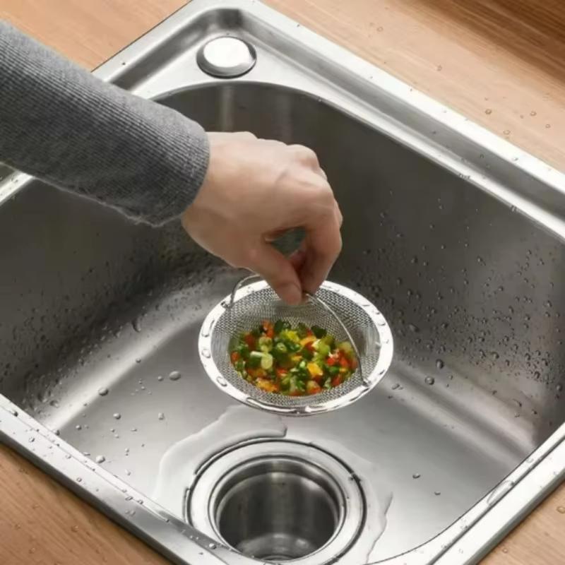 1 filtro per lavello da cucina in acciaio inossidabile, raccogli residui di cibo/capelli, mantieni la tua vasca da bagno