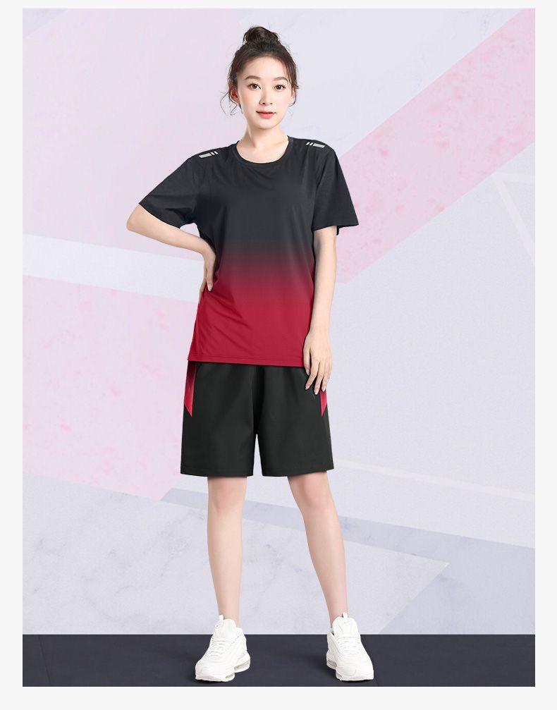 

Женский быстросохнущий спортивный комплект: Летний комплект из ледяного шелка для бега и баскетбола с топом с коротким рукавом и свободными шортами XXXL