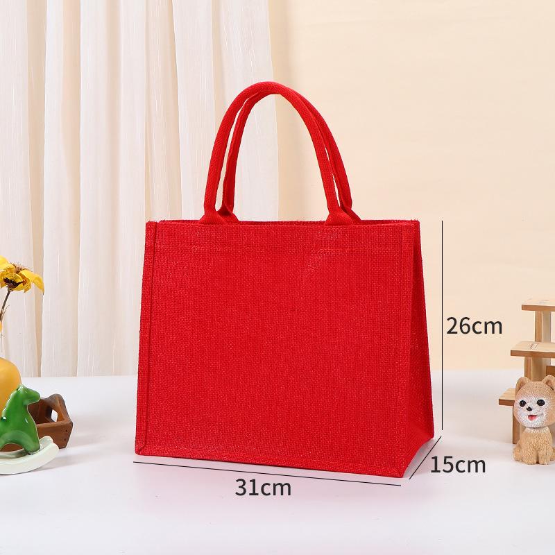 Red Burlap Tote, Green Burlap Tote, Black & Blue Linen Shopping Bag, MUJI Tote Bag.