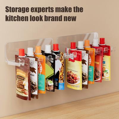 1/2 Pezzi Scaffale Portaoggetti Appeso Organizer da Parete Grande Capacità Sacchetti Salsa Bottiglie Condimenti Telaio Trasparente Spazio