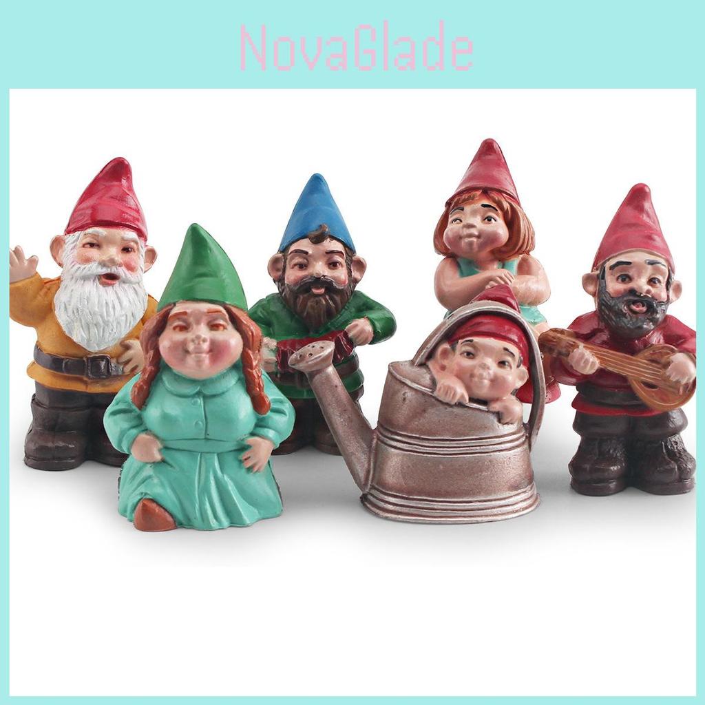 Realistic Pvc Christmas Gnome Goblin Dwarf Elf Family Decor Set Of Six Figures