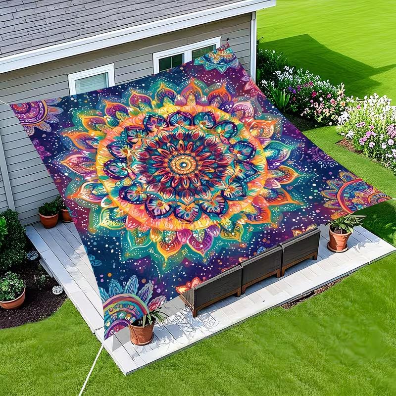 1 Stück Böhmisches Mandala Camping Sonnenschutz Überdachung Leichte Polyester Strandzelt Garten Picknick Schatten
