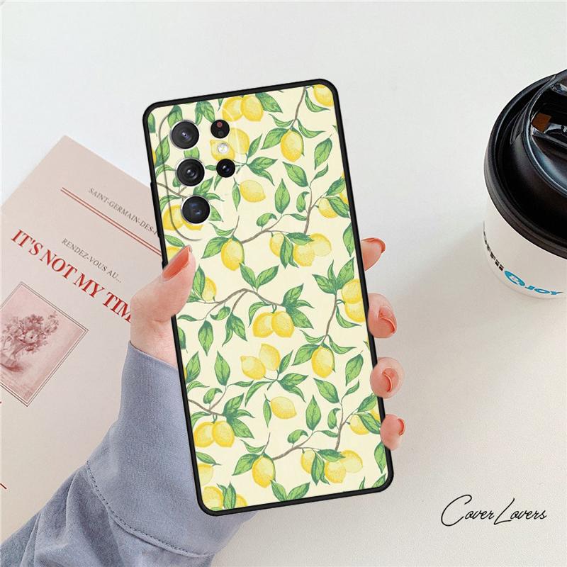 Summer Lemon and Leaf phone case For Samsung Galaxy S24 S25 S23 S22 Ultra Note 10 20 Plus S20 S21 FE Cover
