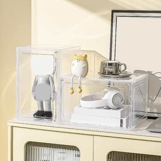 Průhledný úložný box na boty s magnetickými dvířky Velkokapacitní Stohovatelný Průhledný Prachotěsný