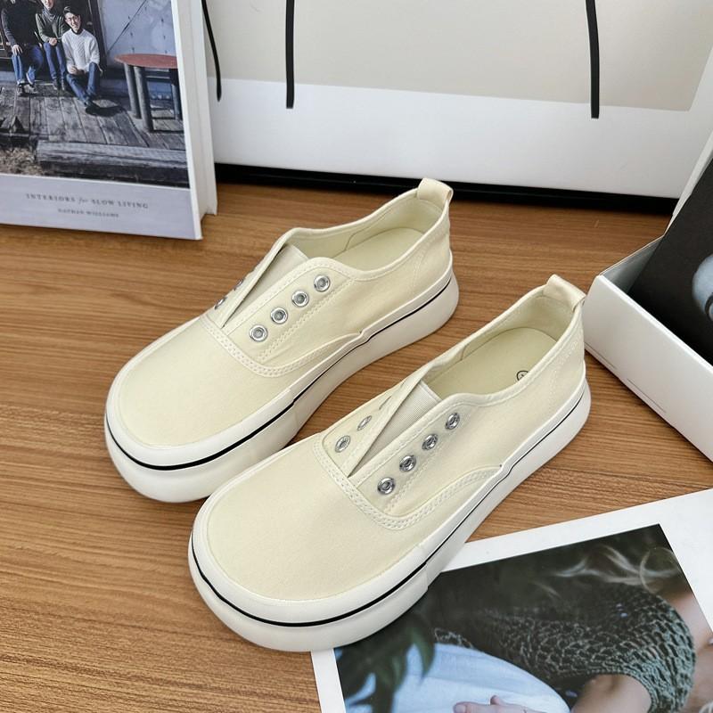 Fashion Autumn Women's Canvas Sneakers Thick Bottom Casual Sports Shoes Comfortable Non Slip Fashion Round Toe Platform Zapatos Mujer