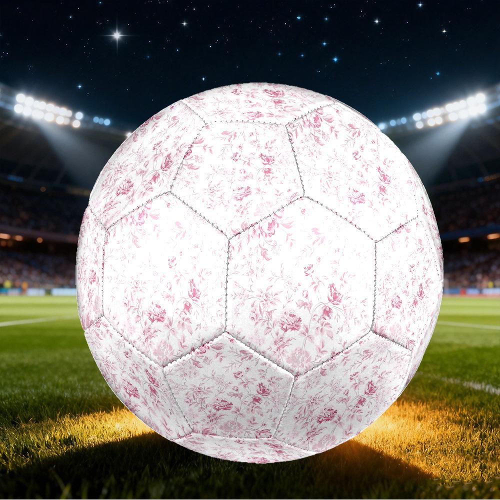 1pc Pink Floral Size 5 Soccer Ball Professional Match Training Football Indoor &Outdoor Sports Ball Lightweight Durable c65139