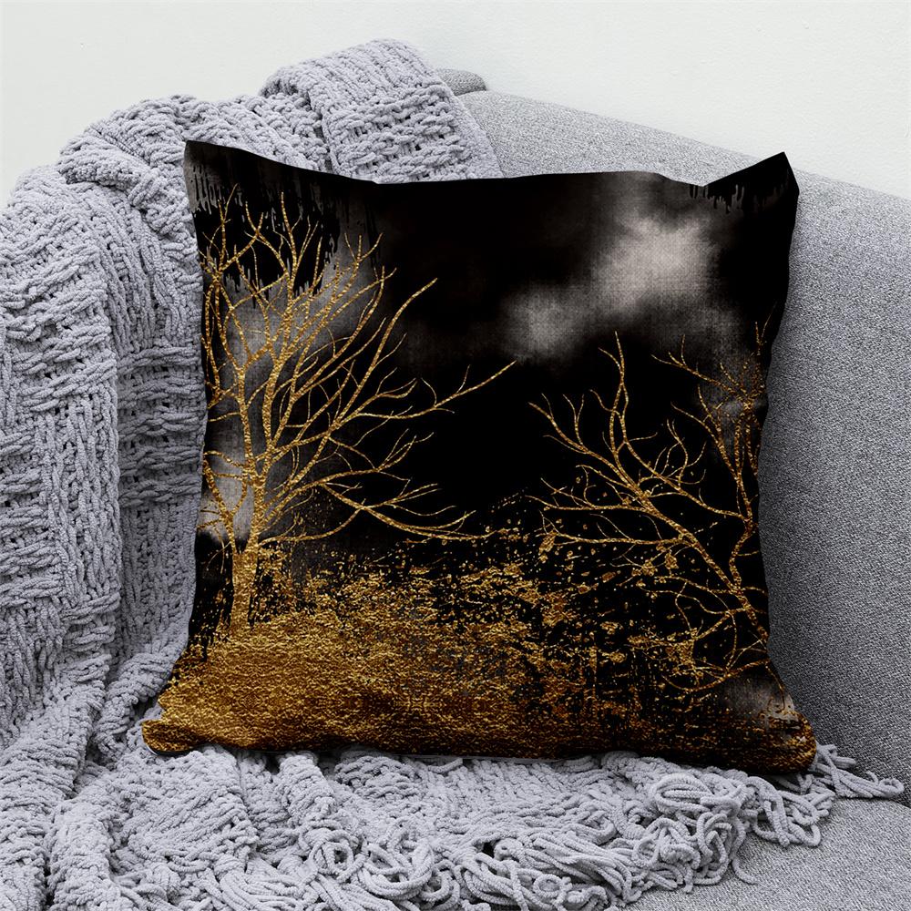 Gold Green Printed Pillowcase Car Sofa Home Decor Modern  Ginkgo Leaf  Decorative Cushion Cover