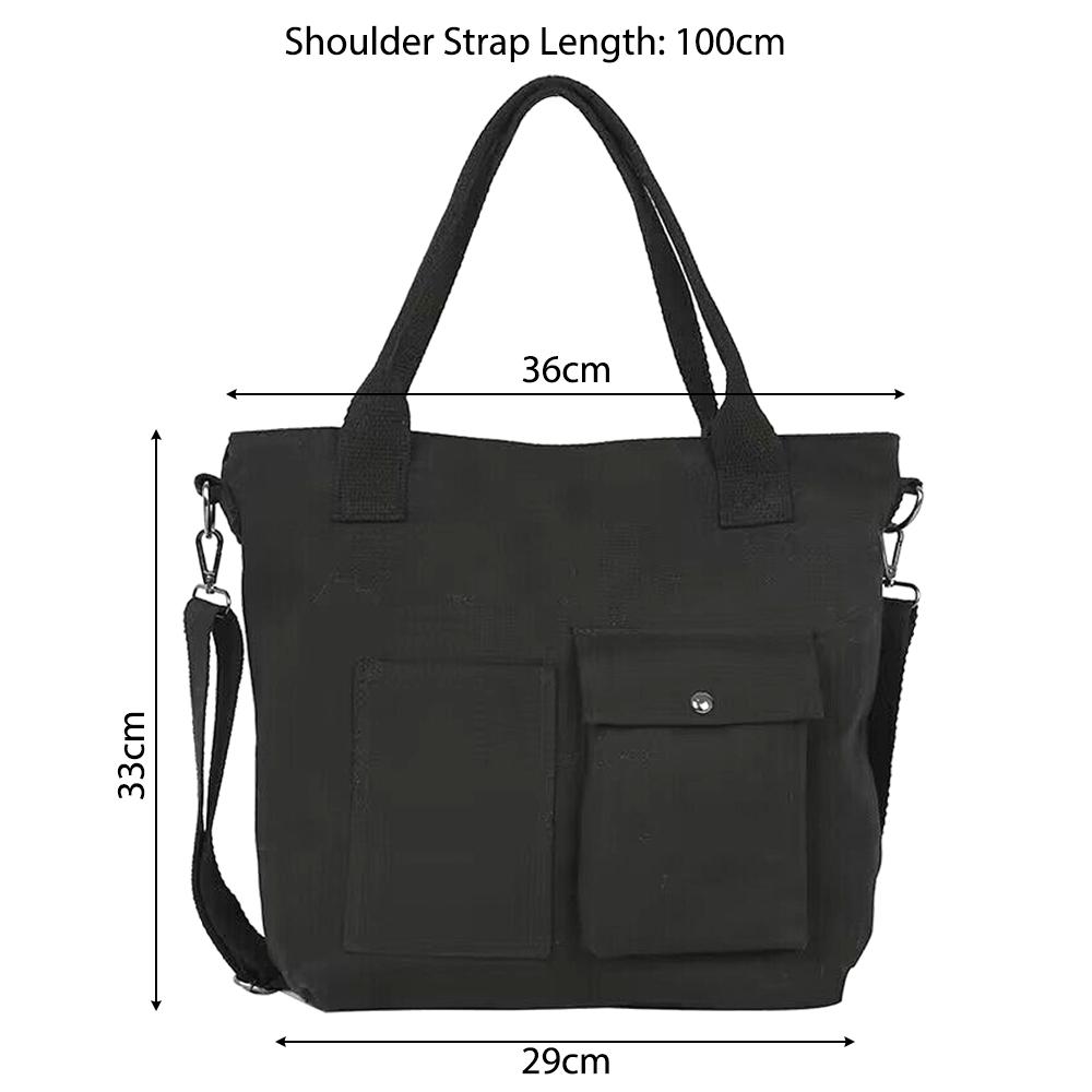 New Canvas Shoulder Bag Shopping Bag Large Capacity Crossbody Bag Purse Reusable Large Beach Bag Ladies