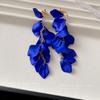 Exaggerated Folds Flower Fringe Ear Clip Without Ear Piercing Long Clip Earrings Fashion New Party Zircon Wholesale