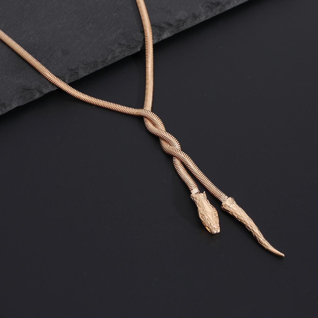 Design Metal Braided Snake Bone Chain Necklace, Stylish Pullable Snake Necklace