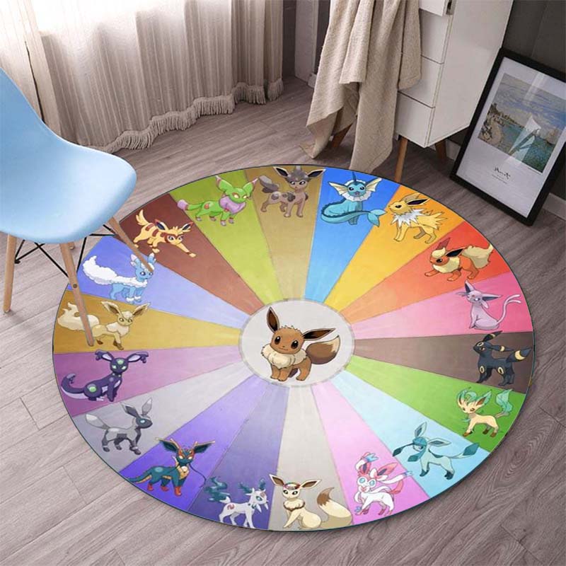 Non-Slip Round Carpet Pokemon Cartoon Gaming Mat Pokemon Carpets Floor Mat Carpet Cute Floor Rug Bedroom Rug