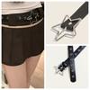 Y2K Punk Star Eyelet Black Rivet Belt,Gothic PU Leather Waist Belt, Adjustable Streetwear Accessory for Student Daily Party Wear