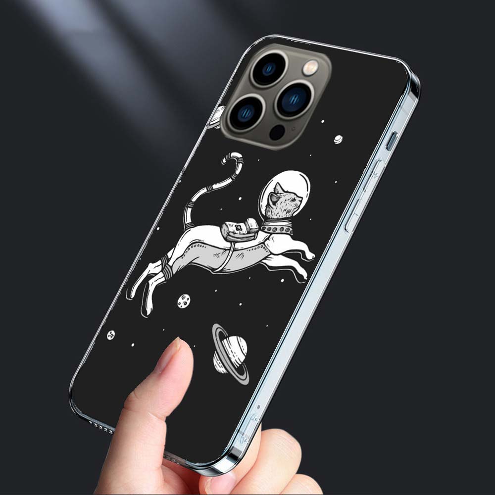 UFO Alien Cat universe Phone Case For Iphone 16 15+ Pro Max 17 Air Capa 14 Plus 16E 13 Pro 12 Mini 11 Cover