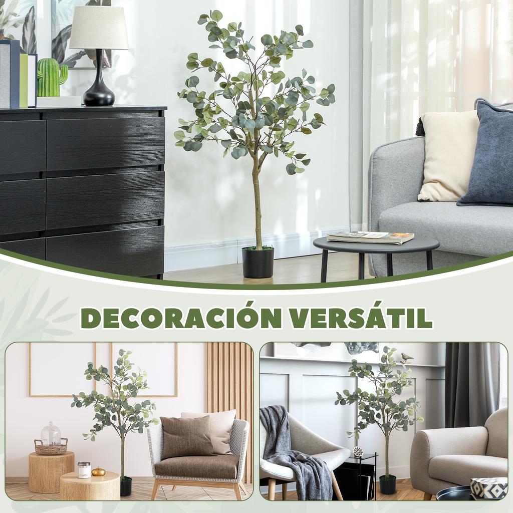 Decorative Artificial Plant 120 cm Synthetic Eucalyptus with 230 Leaves in Pot for Indoor Green