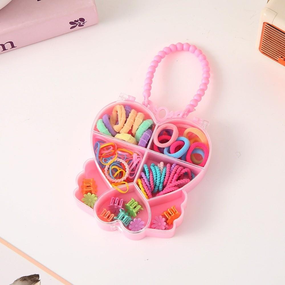 80Pcs with Storage Box Ponytail Holders Colorful Hair Accessories Box Elastic Hair Ties for Girls 9