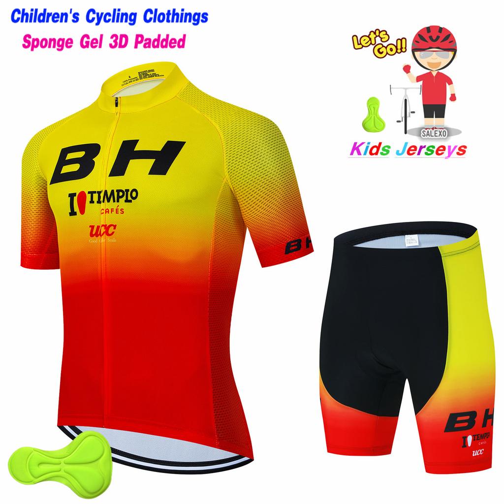 BH Kids Cycling Jersey Set Short Sleeve Children Bike Clothing Breathable Quick Dry Boys Summer Bicycle Wear Maillot Ciclismo