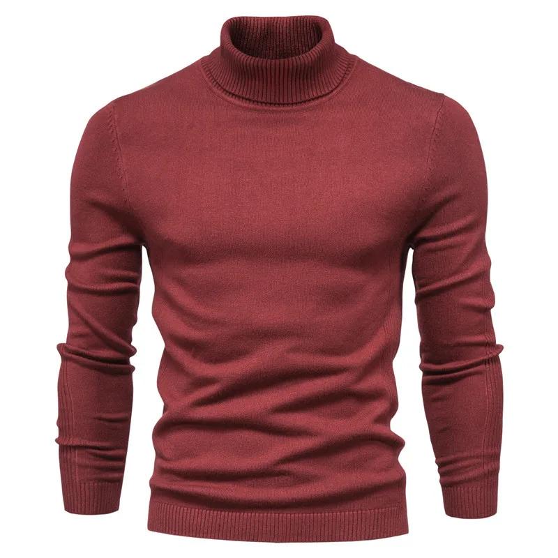 Spring and Autumn Semi-turtleneck Men's Solid Color Round Middle Neck Sweater Foreign Trade Men's Casual Knitted Sweater Thread