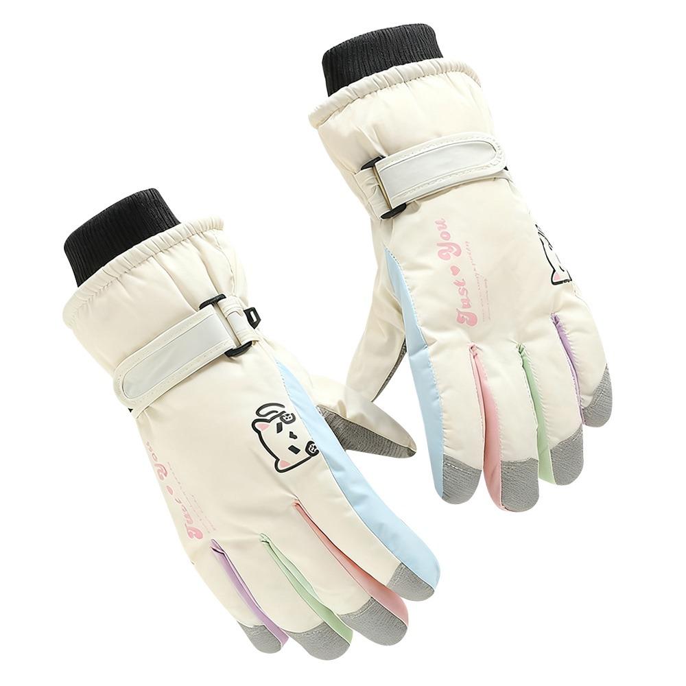 

Теплые сноубордические лыжные перчатки Утепленные Термальные Сенсорные варежки Модные велосипедные перчатки для вождения бежевый