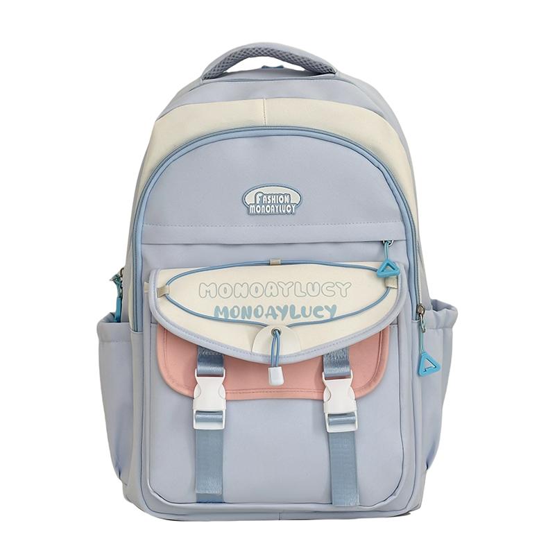 

Большая вместимость школьного рюкзака для женщин, контрастный цветной рюкзак для студентов синий