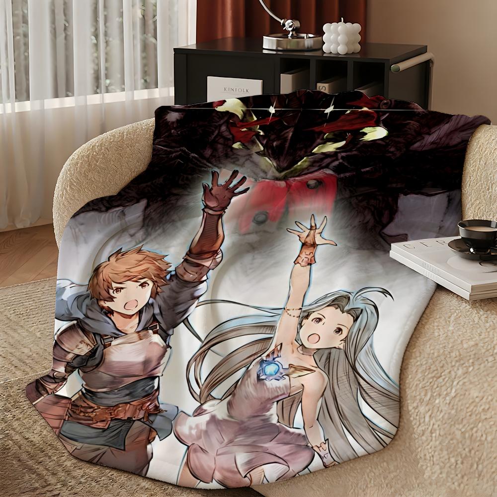 Game G-Granblue Fantasy-y Throw Warm Soft Flannel Blanket, Multi-use for Sofa Bed Camping Travel Nap