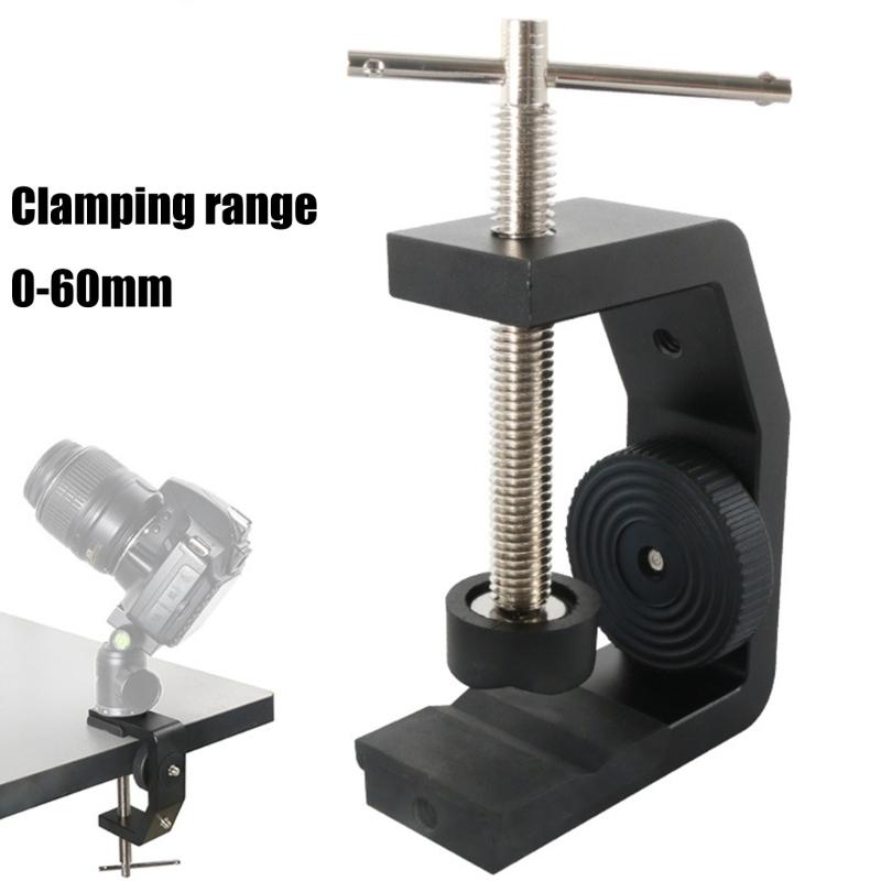Aluminum Desktop Clamp C Clamp for Camera Tripod Head with 1/4Inch Connection Adapter Desk Mount Clamp