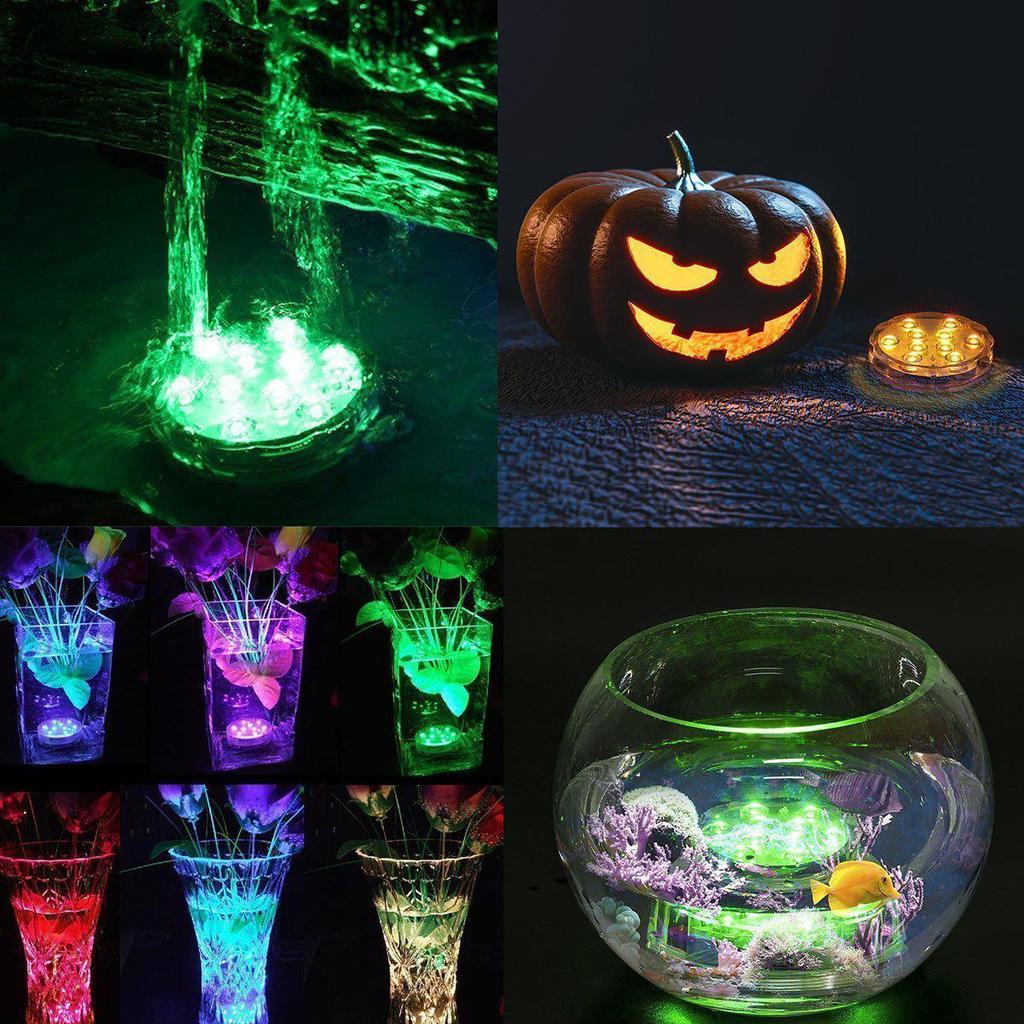4pcs RGB LED Underwater Lights with RF Remote 16 Colors Waterproof Pool Aquarium Vase Party Decor