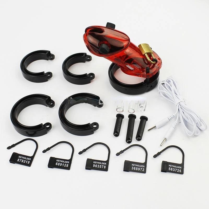 Electro Shock Male Chastity Cage Restraint Locking Ring Belt E-Stim Device  Penis Stimulation Sex Toy for Men Adult Sex Game