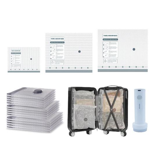 Vacuum Compression Bags with Rechargeable Air Pump Travel Storage Bag Fast Compression Packing Bags for Luggage Suitcase Clothes