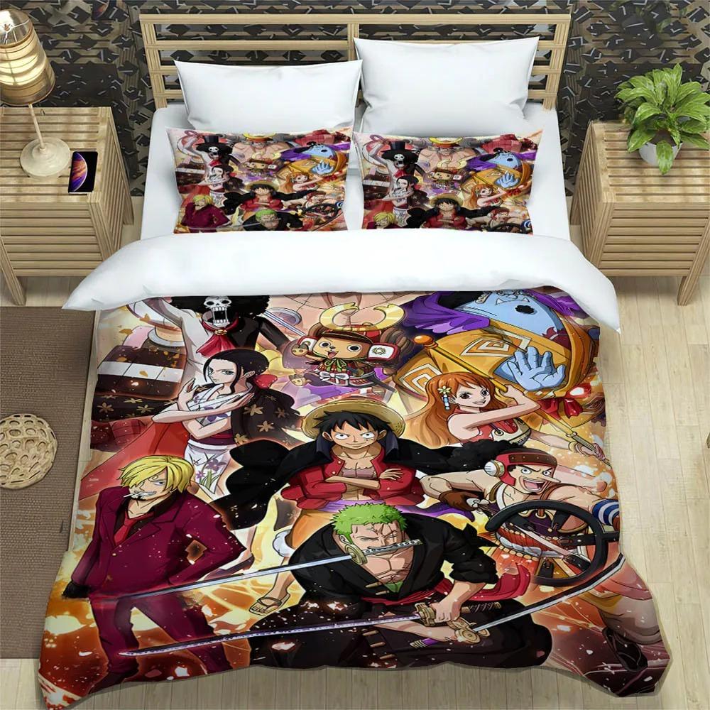 

3D мультфильм One P-Piece Постельное белье комплект изысканный постельное белье пододеяльник одеяло комплект постельного белья роскошный подарок на день рождения 135X200cm 2pcs