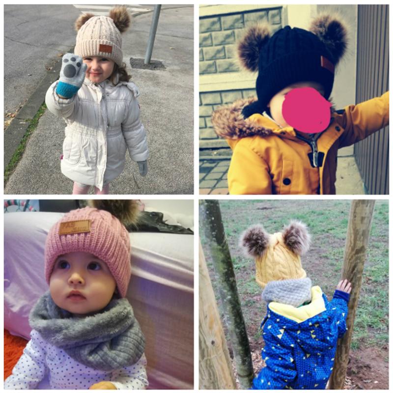 New Kid Hat Children Double Pompom Winter Hat Cute Knitted Hat For Girls Boys Casual Girls Hat Baby Beanie Cap
