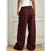 Pantaloni a Quadri da Donna, Vita Alta Coulisse Gamba Larga, Pantaloni Casual Streetwear da Casa