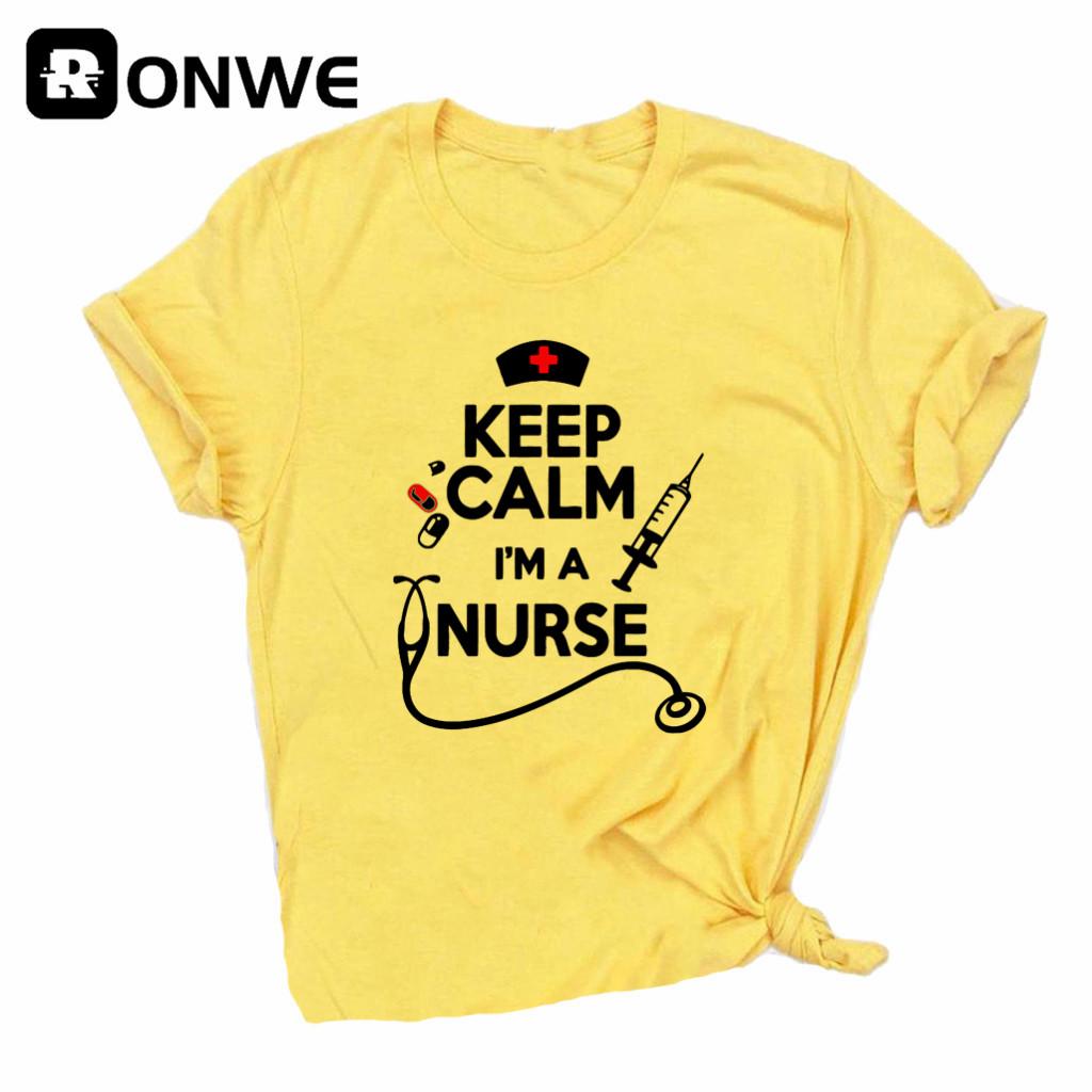 

Keep Calm Nurse Printed Short Sleeve Black Women T-shirt Girl Vintage Tops Tee Female Harajuku Clothing Streetwear,Drop Ship XS