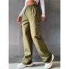 Women's Large Size Straight Loose High Waist Wide Leg Pants Large Pockets Casual Trousers