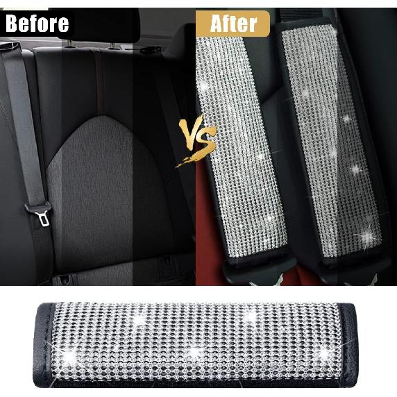 JDDRY 2 Shiny safety belt cover set,Women's Shiny Seatbelt Cover,Car seat belt shoulder pad,General automotive interior accessories suitable for