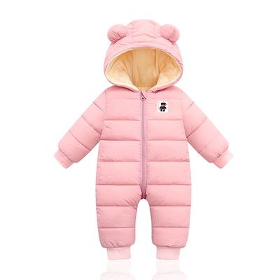 Winter Baby Newborn Plus Velvet Overalls Clothes Infant Boys Girls Warm Thick Jumpsuit Hooded Outfits Down Cotton Kids Romper