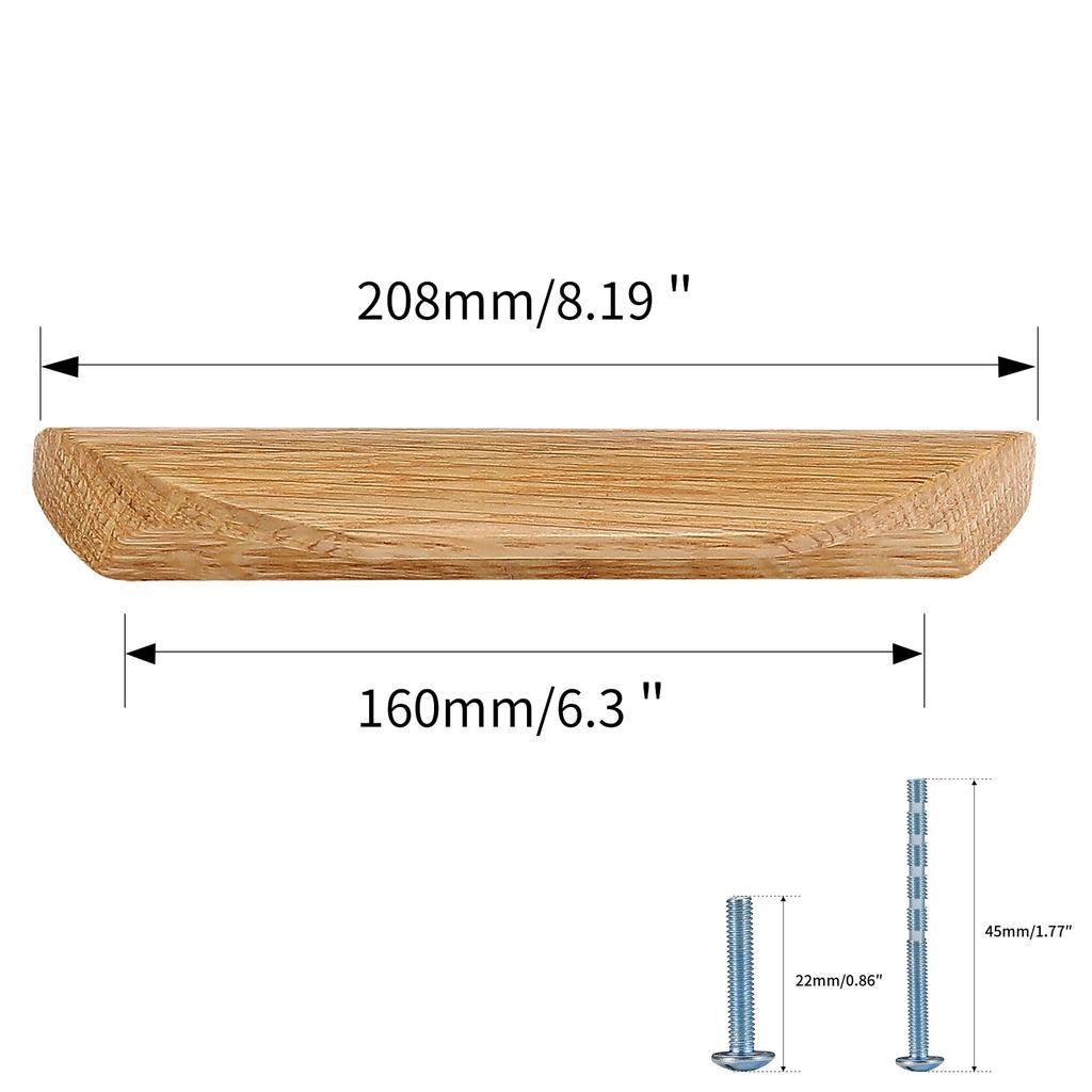 Wooden Pulls Wardrobe Door Handle Beech Wood Black Walnut Drawer Knob Cabinet Bedside Table Pull