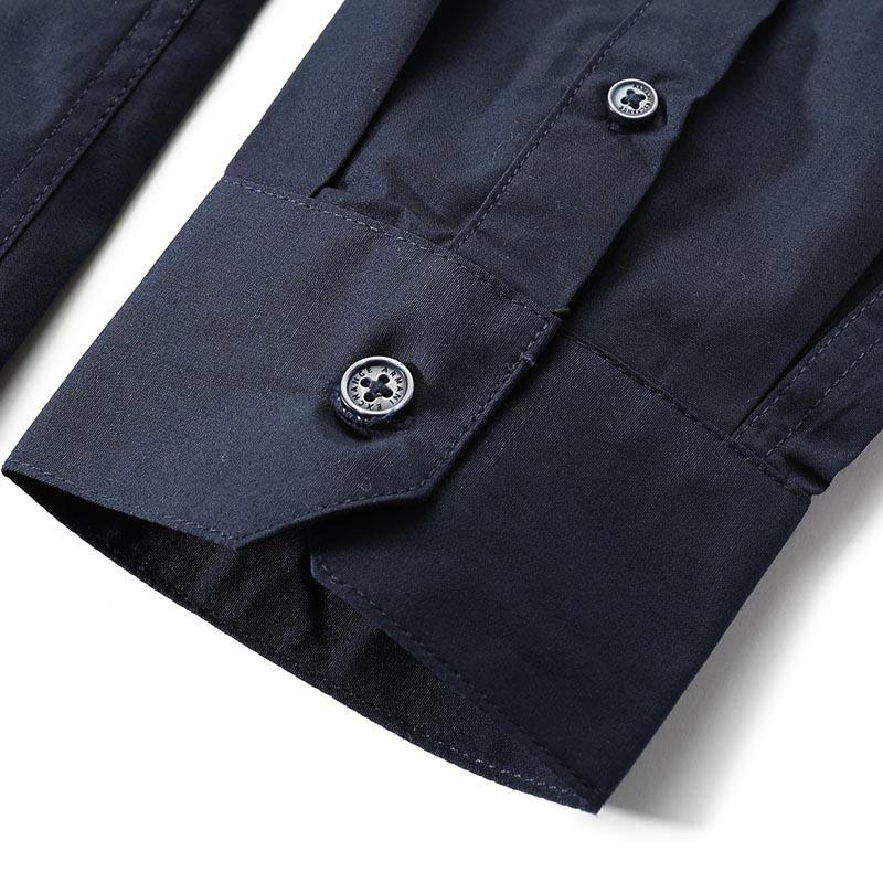 Armani Exchange FW23 Solid Logo Letter Print Long Sleeve Shirt Men Shirts Navy-Blue 6RZC06-ZNXLZ-1510