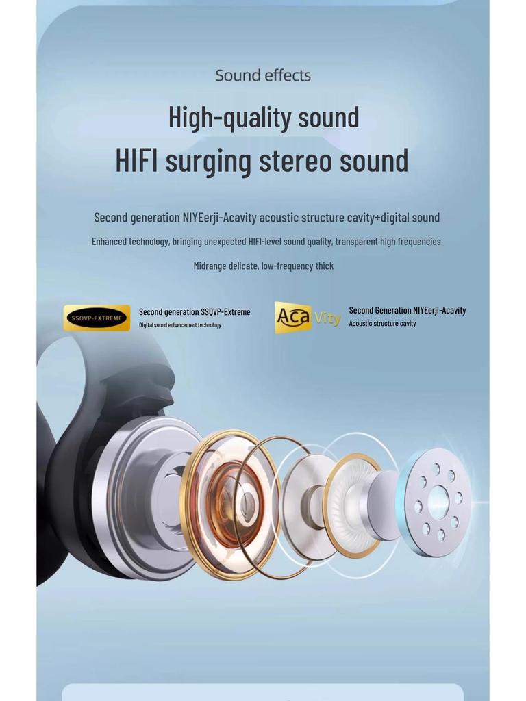 2025 New Wireless Air Conduction Ear Clip Headphones for Sports Running - Unisex In-Ear High-End Bluetooth