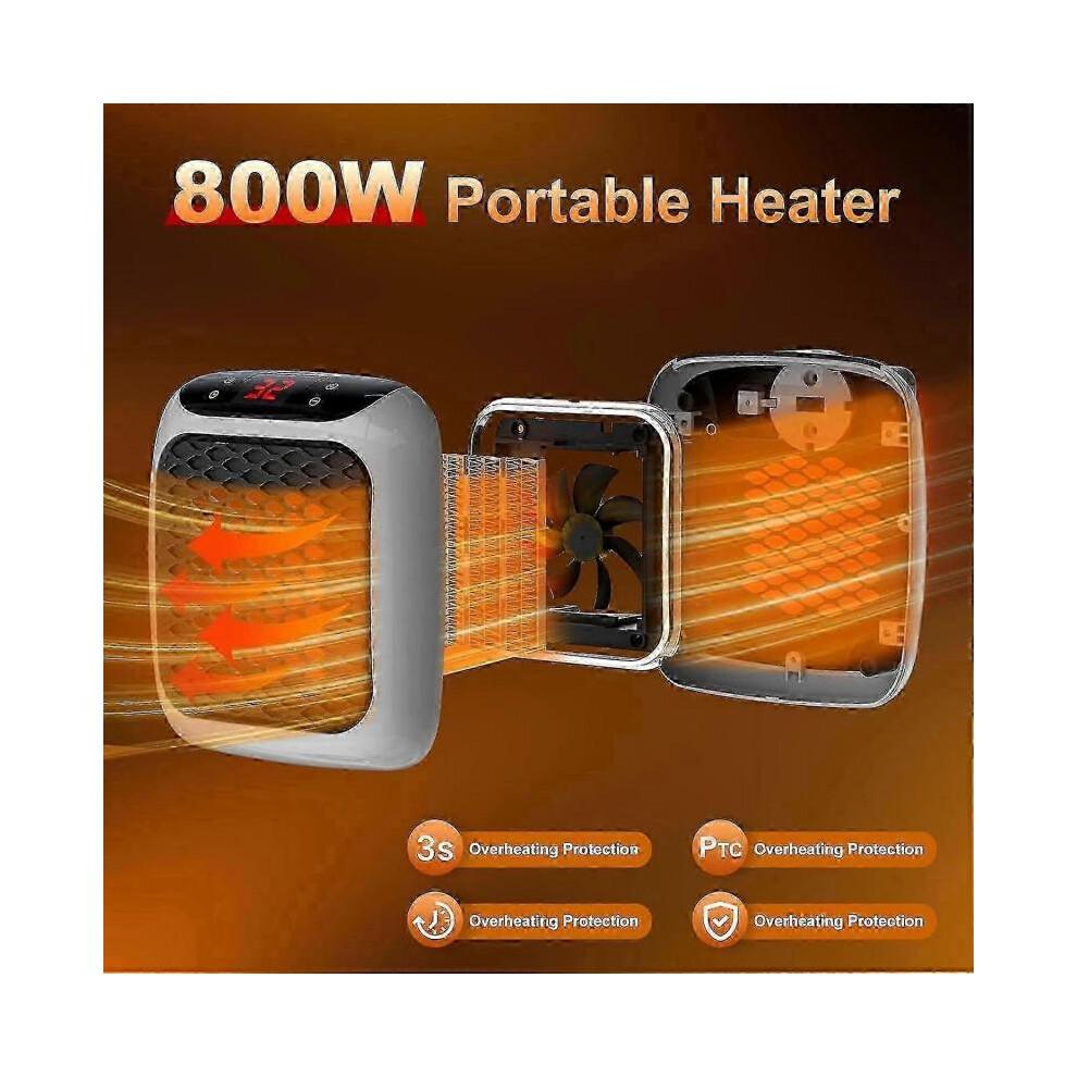 Portable Heater, 800W Ceramic Plug in Heater, Space Electric Fan Heater with Remote Control, 12H Timer, LED Display, 2 Heat Setting-Sa