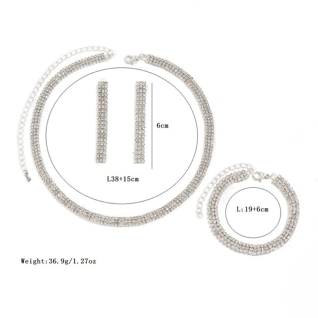 Jewelry Bridal Wedding Dress Bracelet Accessories Rhinestone Necklace Earrings Combination Set Chain Three-Piece Set Star Moon Fashion