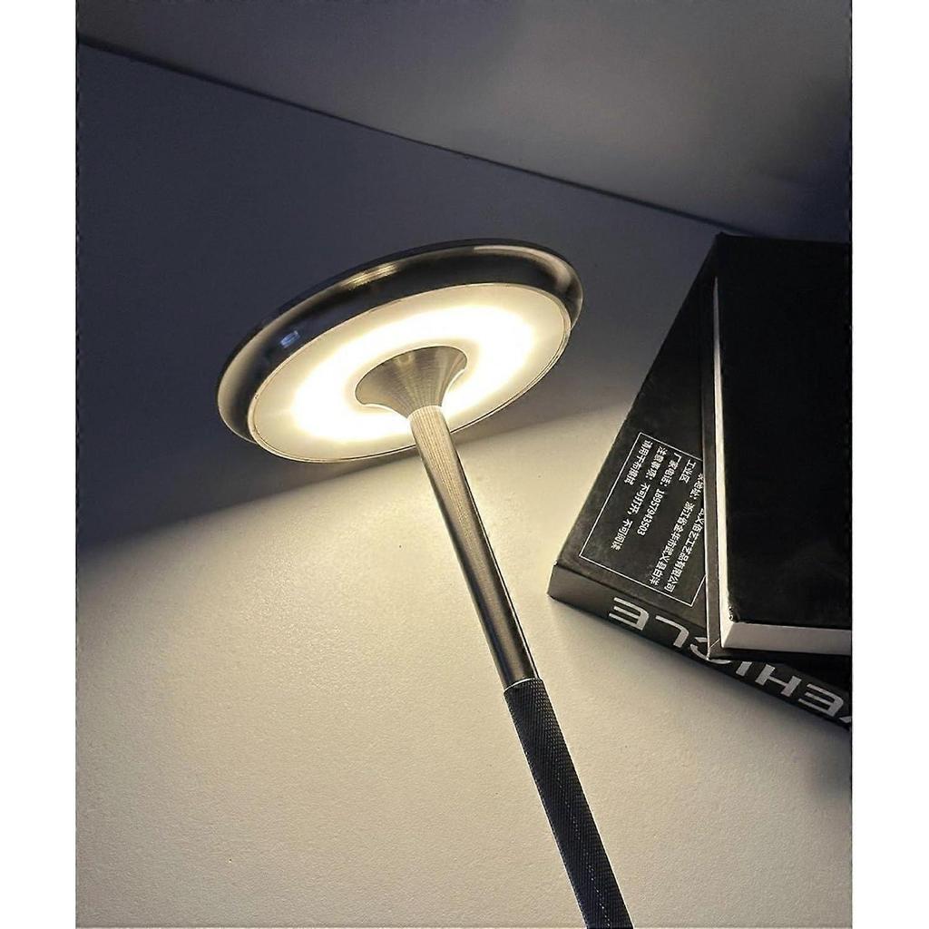 Wireless dimming LED battery table lamp touch table lamp living room bedside lamp three-color light silver