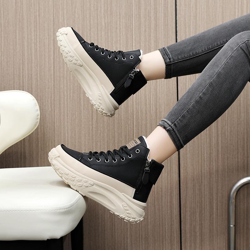 New Women's Warm Sports Shoes Fashion High Top Women's Boots Platform Plush Casual Shoes Outdoor Women's Running Shoes